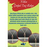 GÜMÜŞTEL EL SANATLARI Sertifikalı Yıldız Doğal Taş Tasarım Kolye El Yapımı Örgü Model