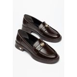 gümüştopuk Toka Detaylı Düz Kaymaz Taban Loafer Oxford Kadın Ayakkabı