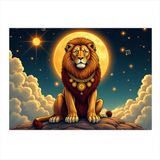 Gün Batımında Aslan Burcu Hediyelik Mdf Tablo 50cmX 70cm