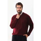 Günay Erkek V Yaka Yün Kazak 5000 Bordo - XL