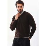Günay Erkek V Yaka Yün Kazak 8000 Kahverengi - L