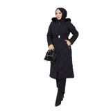 GÜNAY KADIN KEMERLİ ASTARLI KAPİTONE MONT SİYAH 50