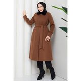 Günay Karaca Büyük Beden Kışlık Kaşe Kadın Kaban Taba 2608 - 48