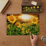 Günbatımında Ay Çiçeği Tarlası Tasarımı 240 Parça Ahşap Puzzle Ahşap Kutuda MP04184