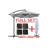 Gunbo Home 3 mt 8 Kaburga Full Demir 21 kg Gri Bahçe Şemsiyesi Full Set Havuz Şemsiyesi Büyük Şemsiye