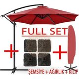 Gunbo Home 3 Mt 8 Kaburga Full Demir 21 Kg Kırmızı Bahçe Şemsiyesi Full Set Havuz Şemsiyesi Büyük Şemsiye Kırmızı