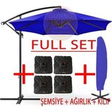 Gunbo Home 3 Mt 8 Kaburga Full Demir 21 Kg Mavi Bahçe Şemsiyesi Full Set Havuz Şemsiyesi Büyük Şemsiye Mavi