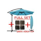 Gunbo Home 3 mt 8 Kaburga Full Demir 21 kg Turkuaz Bahçe Şemsiyesi Full Set Havuz Şemsiyesi Büyük Şemsiye