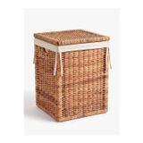 GUNBO HOME Branas Doğal Rattan Kirli Çamaşır Sepeti 80 Lt Kapaklı ve Yıkanabilir Astarlı Hasır Sepet 40 x 40 x 57 cm