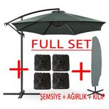 Gunbo Home Full Set 3 mt 8 Kaburga Full Demir 21 kg Bahçe Şemsiyesi Havuz Şemsiyesi, Teras Şemsiyesi, Büyük Şemsiye, Yandan Kollu Şemsiye, Parasol - Antrasit