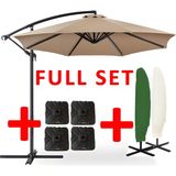 Gunbo Home Full Set 3 mt 8 Kaburga Full Demir 21 kg Bahçe Şemsiyesi Havuz Şemsiyesi, Teras Şemsiyesi, Büyük Şemsiye, Yandan Kollu Şemsiye, Parasol - Bej