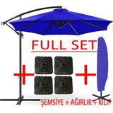 Gunbo Home Full Set 3 mt 8 Kaburga Full Demir 21 kg Bahçe Şemsiyesi Havuz Şemsiyesi, Teras Şemsiyesi, Büyük Şemsiye, Yandan Kollu Şemsiye, Parasol - Mavi