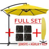Gunbo Home Full Set 3 mt 8 Kaburga Full Demir 21 kg Bahçe Şemsiyesi Havuz Şemsiyesi, Teras Şemsiyesi, Büyük Şemsiye, Yandan Kollu Şemsiye, Parasol - Sarı