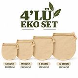 Gunbo Home Halm 4’lü Eko Set Pamuk Süzme Torbası – Badem Ve Yulaf Sütü, Süzme Yaoğurt, Lor Ve Kese Peyniri Yapımı İçin Süzgeç (s-m-l-xl) Bej