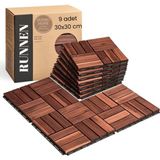 Gunbo Home Nordıc Akasya Parke Masif Geçmeli Karo Deck Yağsız Naturel Ahşap Yer Döşemesi - Kahverengi