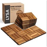 Gunbo Home Teak Ağacı Masif Bahçe Yer Karosu 30 x 30 cm Kaymaz Yüzeyli Ahşap Karo Deck