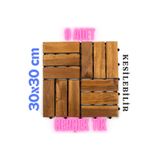 GUNBO OUTDOOR Teak Ağacı Yer Karosu 9 Adet 1 Koli Bahçe Banyo Deck Ahşap Karo Masif Yer Döşemesi Balkon Deck