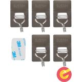 Güncel Çarşı 5 Adet 304 Paslanmaz Çelik Kanca Yapışkanlı Askılık Su ve Neme Dayanıklı Metal Çelik Askı