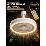 Güncel Çarşı Modern Kristal Tasarım Lambalı Tavan Vantilatörü, Uzaktan Kumandalı, E27 Duy, Sessiz Fanlı Tavan Lambası, 3 Kademe Hız Ayarlı, 3 Renk LED Aydınlatmalı, Enerji Tasarruflu Fan, Zaman Ayarlı - Beyaz