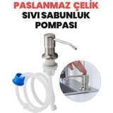 Güncel Çarşı Paslanmaz Çelik Sıvı Sabunluk Pompası Gümüş Renkli Mutfak Tezgahı ve Banyo İçin Modern Tasarım