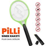 Güncel Çarşı Pilli Sinek Öldürücü Raket Elektrikli Sinek Raketi - Yeşil