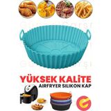Güncel Çarşı Yüksek Kallite Büyük Boy Xl Airfryer Silikon Pişirme Kabı Bpa Içermez Airfryer Silikon Pişirme Kağıdı, Yapışmaz Kolay Temizlenir, Air Fryer Kalıbı - Turkuaz - 20 cm