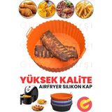 Güncel Çarşı Yüksek Kallite Büyük Boy Xl Airfryer Silikon Pişirme Kabı Bpa Içermez Airfryer Silikon Pişirme Kağıdı, Yapışmaz Kolay Temizlenir, Air Fryer Kalıbı - Turuncu - 20 cm