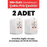 GüncelÇarşı 2 Adet - 150 Ülke Çoklu Priz Fiş Çevirici Dönüştürücü Seyahat Adaptörü Amerika Ingiliz Avrupa