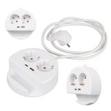 GüncelÇarşı 2'li Telefon Standlı Grup Priz 1x USB, 1x TYPE-C Girişli Topraklı Çoklu İkili Priz 1.5 Metre Kablo Uzunluğu, Priz Çoğaltıcı 3680 Watt 16 Amper, USB TYPE-C Çıkış 5 Volt 2.4 Amper 12 Watt