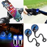 GüncelÇarşı 6 Parça Bisiklet ve Scooter Aksesuar Seti, 2 x Bisiklet Aynası, Telefon Tutucu, Zil, 2'li Sibop Işığı