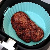 GüncelÇarşı Airfryer Silikon Pişirme Kabı 20x5 Cm Bpa içermez Airfryer Pişirme Kağıdı, Yapışmaz Kolay Temizlenir, Silikon Pişirme Kalıbı (TURKUAZ)