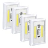 GüncelÇarşı Pille Çalışan Duvar Anahtarı Tipi COB LED Lamba, Kablosuz Dolap İçi Aydınlatma, Mıknatıslı, Yapışkanlı Gece Lambası, Kitap Lambası (4 ADET)