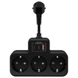 GüncelÇarşı Yüksek Voltaj Korumalı Priz, Duvar Tipi Kısa Kablolu Priz Çoğaltıcı, 3x Soket, 2x Type-C, 1x Usb, 16A, 3680W, 1050 Joule, Çocuk Korumalı, Isıya Dayanıklı Yapı (Siyah)