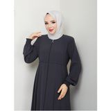 Gündelik Hac ve Umrelik Mevlana Ortası Işlemeli Ferace - Füme - 46