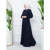Gündelik Hac ve Umrelik Nakışlı Mevlana Ferace - Lacivert - 50