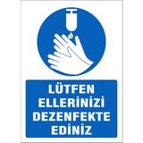 Gündoğdu 5 Adet Ellerinizi Dezenfekte Ediniz Uyarı Levhası