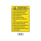Gündoğdu Elektrik Pano Çalışma Talimatı Uyarı Ikaz Levhası 35 x 50 cm