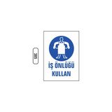 Gündoğdu Iş Önlüğü Kullan Uyarı Ikaz Levhası - 25 x 35 cm - Beyaz
