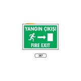 Gündoğdu Yangın Çıkışı Fıre Exıt Sağ Uyarı Ikaz Levhası - 25 x 35 cm - Yeşil - Beyaz