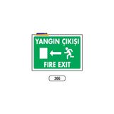 Gündoğdu Yangın Çıkışı Fıre Exıt Uyarı Ikaz Levhası - 25 x 35 cm - Yeşil - Beyaz