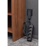 gündüz elektromarket Ultra Ince Fişli Uzatma Kablosu 4’lü (1,5m)Dar Alanlar Için Şık ve Pratik Çözüm! - Siyah - 1,5 Metre