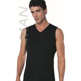 Güneri Underwear Erkek Siyah Atlet Ribana Sıfır Kol V Yaka % 100 Pamuklu Body 3’lü Paket 116-3S