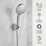 Güneş 5 Fonksiyonlu Duş Başlığı Mafsal ve 150CM Güçlü Hortum Duş Seti - Gümüş
