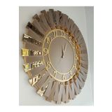 Güneş Altın Latin Bronz Model Altın Bronz Renk 85 cm Dekoratif Aynalı Duvar Saati