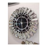 Güneş Argent Siyah Model Gümüş Siyah Renk 85 Cm Dekoratif Aynalı Duvar Saati