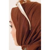 Güneş Bambu Kraş Eşarp (Tesettür Giyim, Pamuk, Hafif, Rahat, Şık, Yüksek Kalite, Uygun , Hijab, Shawl, Scarf, Lux, Original) - Taba