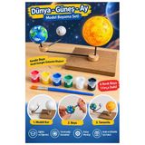 Güneş Dünya Ay Maketi 1 Paket Dünya Güneş Ay Modeli Set Deney Seti Strafor Toplu 6 Renk Boya Fırça Fen Bilimleri Okul