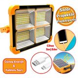 Gunes Enerji Solar Aydinlatma Cata Ct4698 Projektor Led 200W 4 Modlu Isik Telefon Sarj Cakar Isik