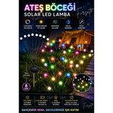 Güneş Enerjili 8 Led'li Renkli Ateş Böceği Kazıklı LED Bahçe Aydınlatma Solar Bahçe Süsü - Çok Renkli - 1 Adet