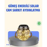 Güneş Enerjili Cam Sarkıt Bahçe Balkon Teras Aydınlatma 30 LED - 0 - Siyah